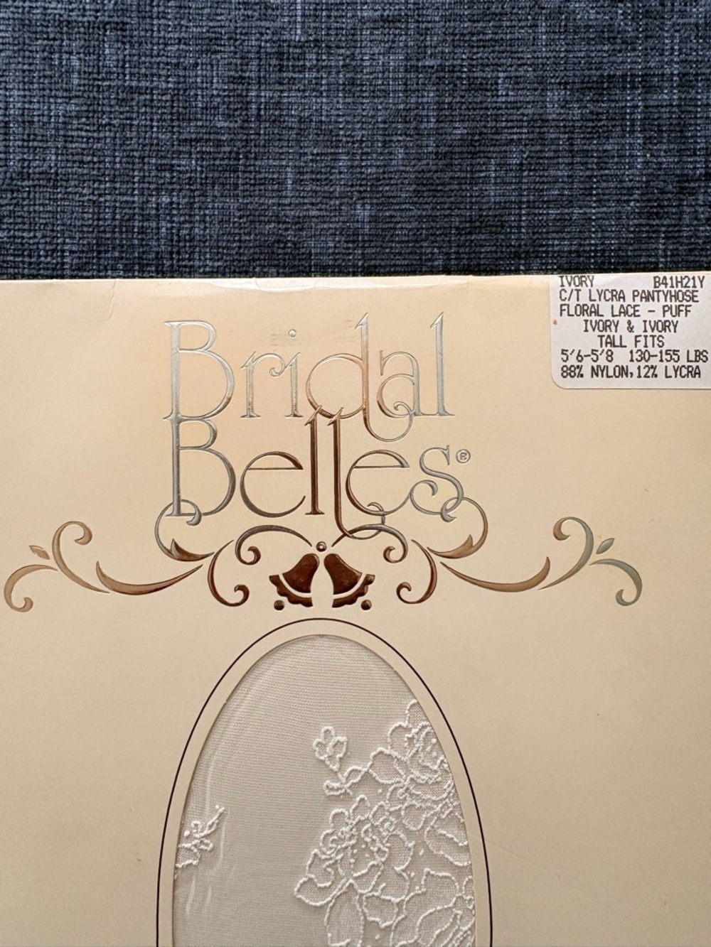 VTG NWT 80’s Bridal Belles Ivory Embroidered Tights Size Tall - Picture 5 of 15